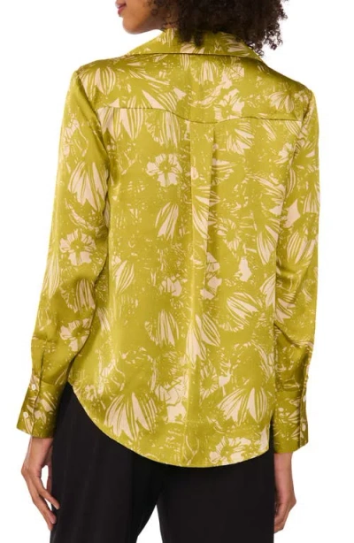 Vince Camuto Charmeuse Button-up Top In Green Oasis