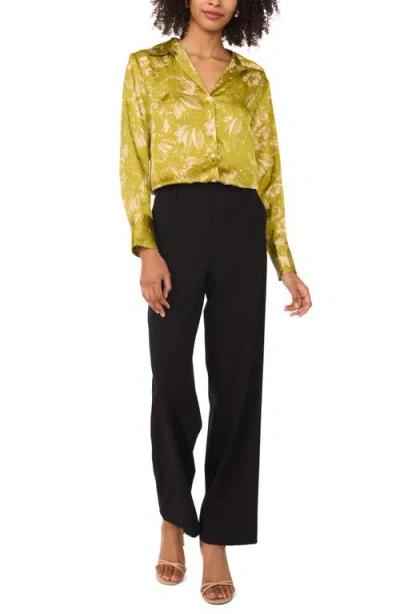 Vince Camuto Charmeuse Button-up Top In Green Oasis