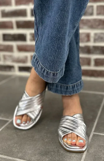 Seychelles World View Ii Slide Sandal In Silver