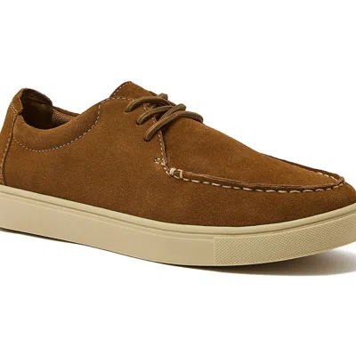 Lands' End Moc Toe Suede Lace Up Sneakers In Tuscan Brown