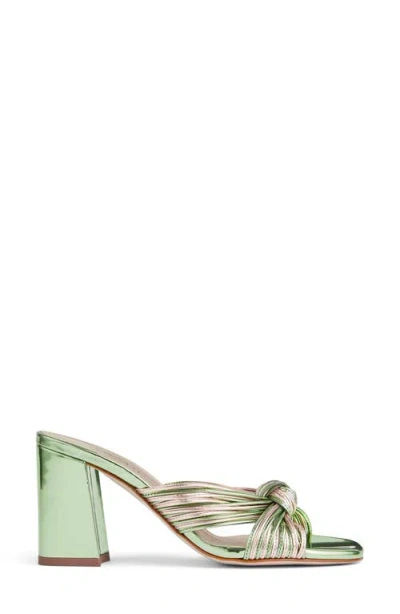 Lk Bennett Womens Gre-emerald Coletta Knotted-strap Metallic Faux-leather Mules In Emerald