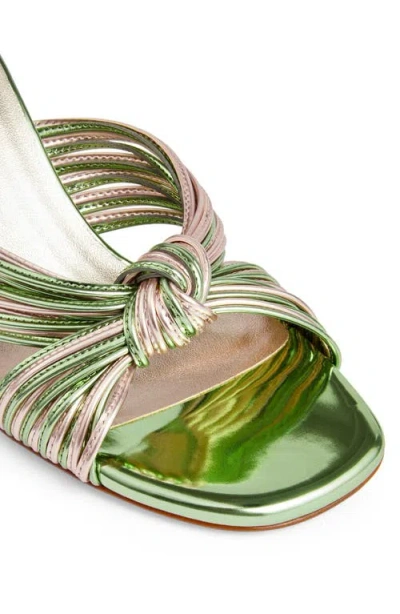 Lk Bennett Womens Gre-emerald Coletta Knotted-strap Metallic Faux-leather Mules In Emerald