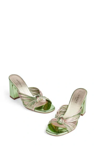 Lk Bennett Womens Gre-emerald Coletta Knotted-strap Metallic Faux-leather Mules In Emerald