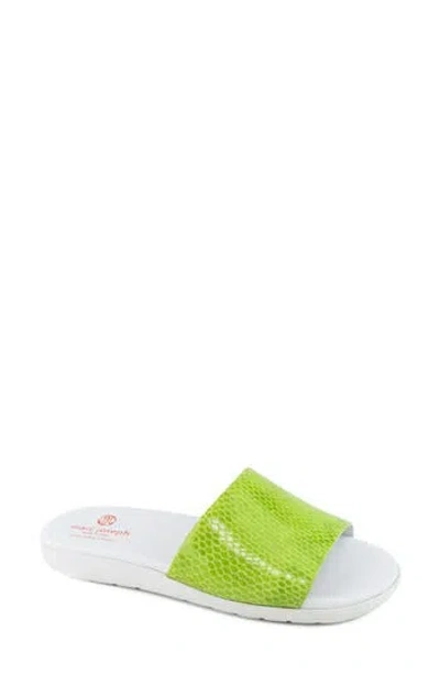 Marc Joseph New York Hudson Snakeskin Embossed Slide Sandal In Lime Snake