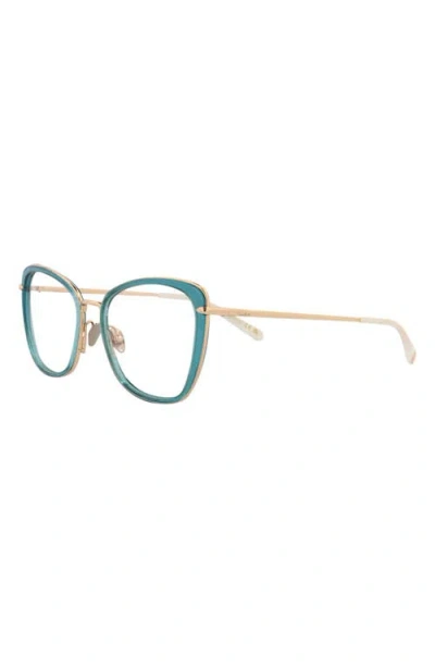 Pomellato 53mm Cat Eye Optical Glasses In Blue Gold Transparent