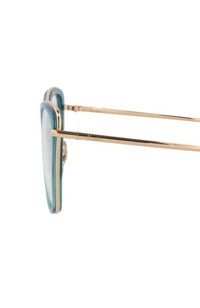 Pomellato 53mm Cat Eye Optical Glasses In Blue Gold Transparent
