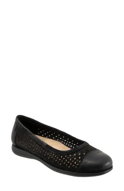 Trotters Delmara Cap Toe Slip-on Shoe In Black Nubuck