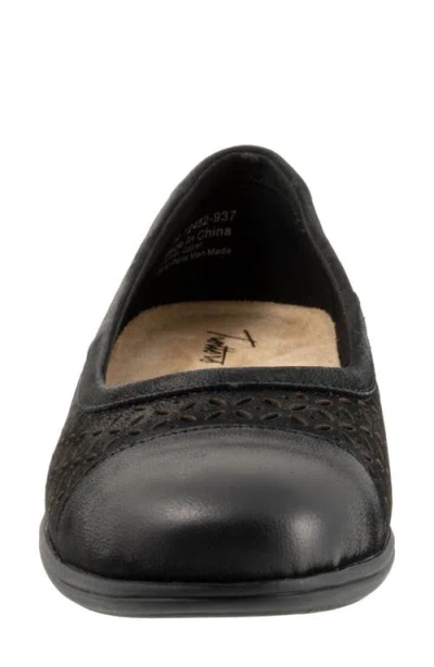 Trotters Delmara Cap Toe Slip-on Shoe In Black Nubuck