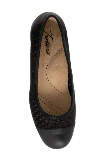 Trotters Delmara Cap Toe Slip-on Shoe In Black Nubuck