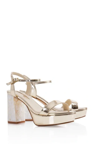 Freya Rose Gigi Block-heel Sandals In Champagne