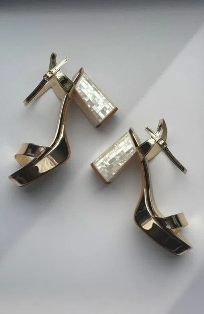 Freya Rose Gigi Block-heel Sandals In Champagne