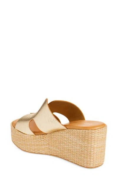 Chocolat Blu Jamie Platform Wedge Sandal In Gold Leather