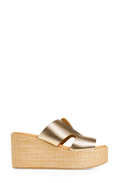 Chocolat Blu Jamie Platform Wedge Sandal In Gold Leather