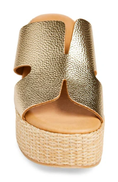 Chocolat Blu Jamie Platform Wedge Sandal In Gold Leather