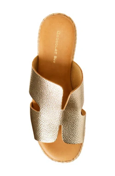 Chocolat Blu Jamie Platform Wedge Sandal In Gold Leather