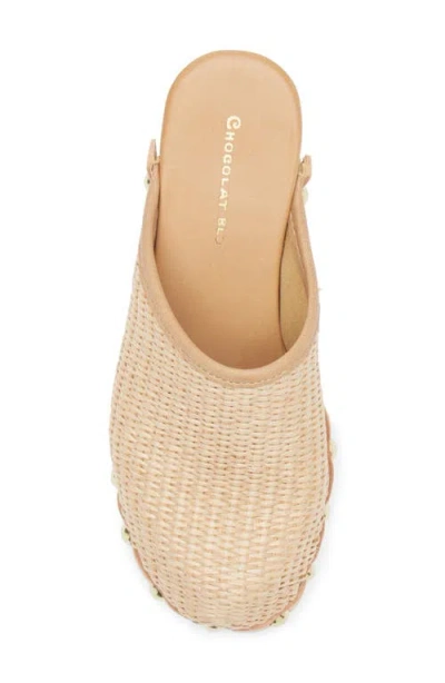 Chocolat Blu Melody Block Heel Clog In Natural Raffia