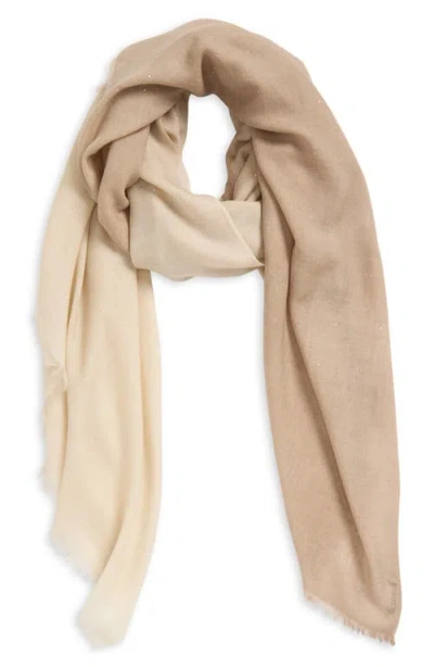 Lafayette 148 New York Dip Dye Sequin Wool Blend Fringe Scarf In Taupe Multi
