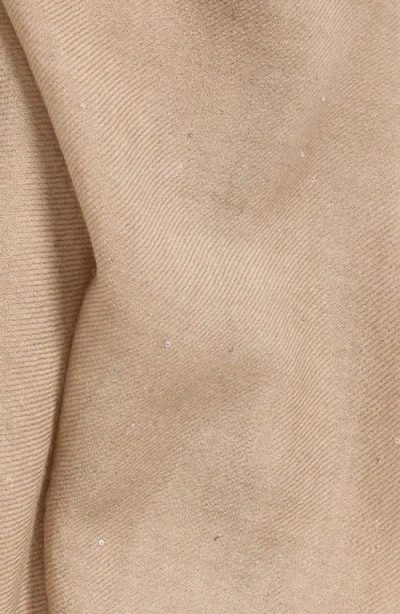 Lafayette 148 New York Dip Dye Sequin Wool Blend Fringe Scarf In Taupe Multi