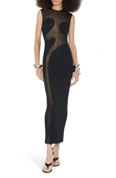 Alaïa Alaia Women Knit Molded Midi Dress In Noir Alaia