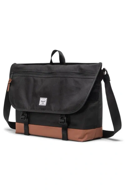 Herschel Supply Co . Cove Messenger Bag In Black/saddle Brown