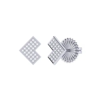 Luvmyjewelry One Way Arrow Sterling Silver Diamond Stud Earring In Silver