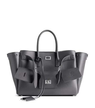 Balenciaga Small Leather Bel Air Carry All Tote Bag In Grey