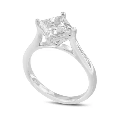 Luvmyjewelry Elitsa 14k White Gold Princess Cut Lab Grown Diamond Solitaire Engagement Ring In Silver