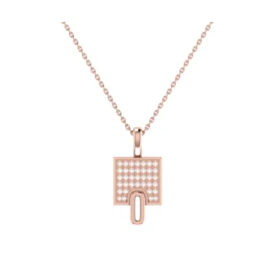 Luvmyjewelry Sidewalk Square Diamond Pendant In 14k Rose Gold Vermeil On Sterling Silver In Pink