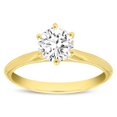 Luvmyjewelry Tesi 14k Yellow Gold Round Shape Lab Grown Diamond Solitaire Ring In Yellow