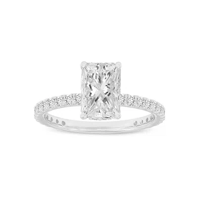 Luvmyjewelry Sia 14k Gold Radiant Cut Lab Grown Diamond Hidden Halo Ring In Silver