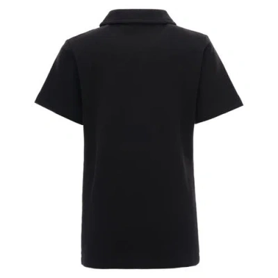 Moustache Black Solid Logo Polo In Black