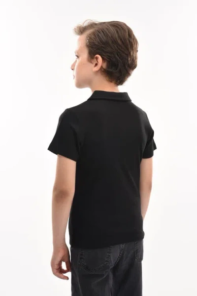 Moustache Black Solid Logo Polo In Black