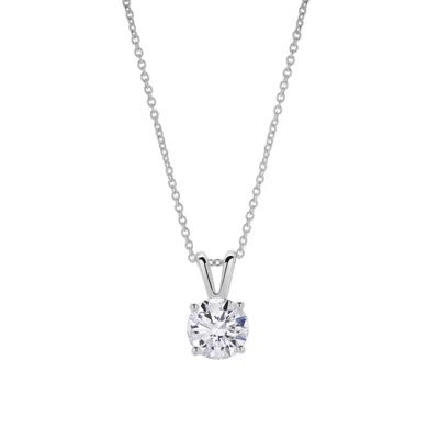 Luvmyjewelry Lucent 14k Gold Round Lab Grown Diamond Pendant In Silver