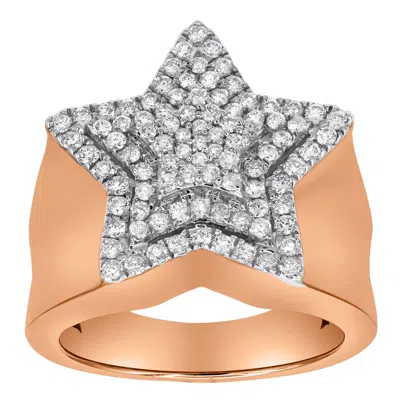 Luvmyjewelry Superstar 14k Rose Gold Diamond Men Statement Ring In Pink
