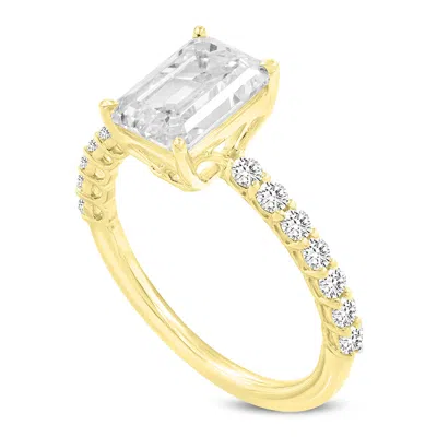 Luvmyjewelry Calista 14k Yellow Gold Emerald Lab Grown Diamond Engagement Ring In Yellow