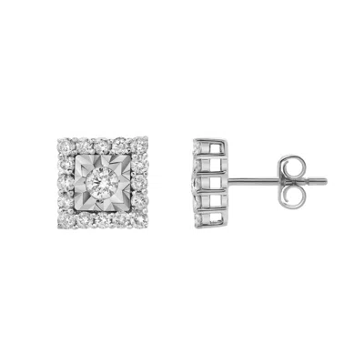 Luvmyjewelry Legatum 10k Gold Diamond Unisex Earrings - 0.74 Cts In Silver