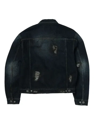 Thug Club Blue Burn Down Denim Jacket In 蓝色