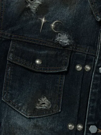 Thug Club Blue Burn Down Denim Jacket In 蓝色