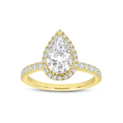 Luvmyjewelry Noor 14k Yellow Gold Pear Lab Grown Diamond Halo Engagement Ring In Yellow