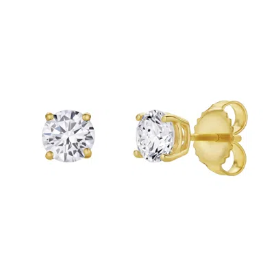 Luvmyjewelry Valeria 14k Gold Lab Grown Round Solitaire Diamond Earrings - 0.75 Ct In Yellow