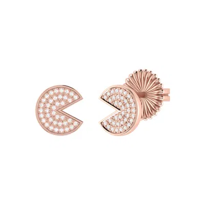 Luvmyjewelry Pac Man Candy Sterling Silver Diamond Earring In Pink