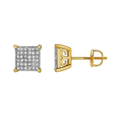 Luvmyjewelry Orlithea Xl 10k Yellow Gold Cluster Diamond Unisex Earrings - 0.34 Cts In Yellow