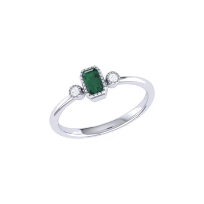 Luvmyjewelry Emerald Cut Emerald & Diamond Birthstone Ring In 14k Gold In Silver