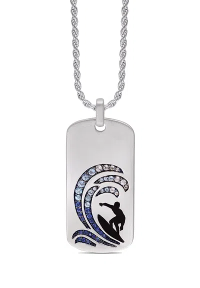 Luvmyjewelry Surfer Paradise Sapphire & Topaz Silver Tag Necklace In Silver