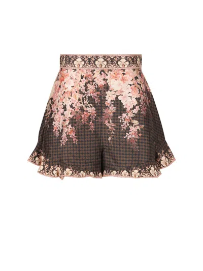 Zimmermann Womens Black Floral Illuminate Flutter Floral-print Silk And Cotton-blend Shorts Xs In Black Floral