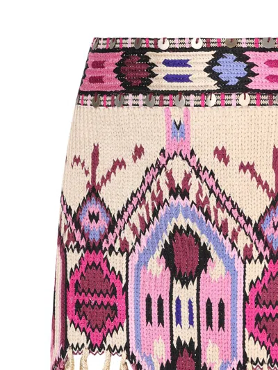 Isabel Marant Yolana Fringed Sequin-embellished Jacquard-knit Cotton Mini Skirt In Orange