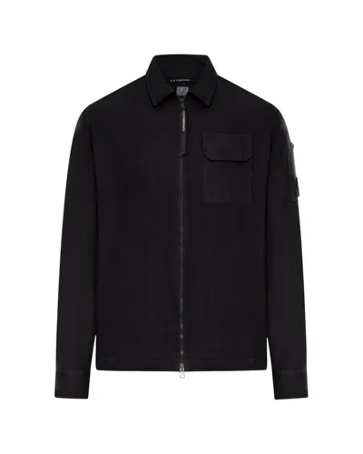 C.p. Company C.p.company Organic Gabardine Zipped Utility Overshi In Black