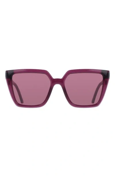 Ferragamo 54mm Modified Rectangular Sunglasses In Transparent Burgundy
