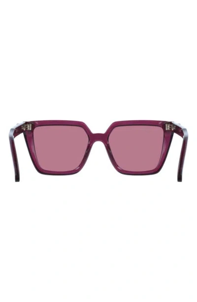 Ferragamo 54mm Modified Rectangular Sunglasses In Transparent Burgundy