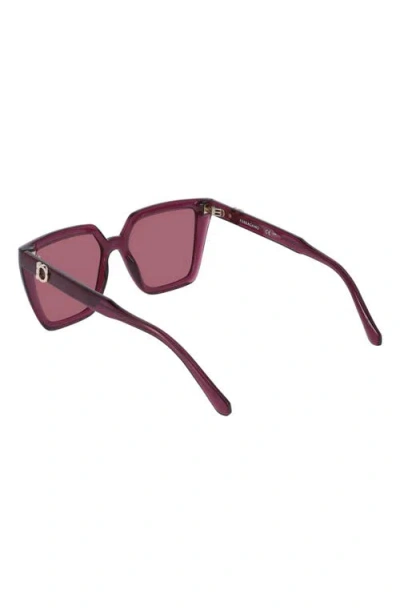 Ferragamo 54mm Modified Rectangular Sunglasses In Transparent Burgundy